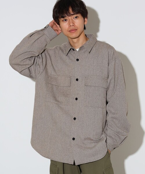 BEAMS HEART(ビームスハート)の「ポリネップ CPO シャツ(シャツ/ブラウス・メンズ・ライトブラウン/ベージュ・MEDIUM/LARGE/SMALL)」の2枚目の写真
