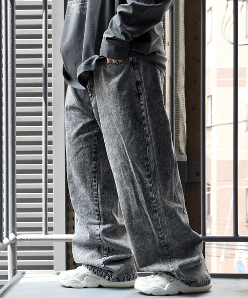 HALHAM(ハルハム)の「vintage like loose fit denim pants/ヴィンテージ ライク ルーズフィット デニムパンツ【IR】(デニムパンツ・メンズ・ケミカルウォッシュ/ワンウォッシュ/グレー/ライトブルー/ブラック・M/L/XL)」の2枚目の写真