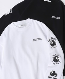 SITRY Billiards Pattern Design Sweat Shirt/別注 オーバーサイズ ビリヤード ワンポイント刺繍 袖プリント バックプリント 裏起毛 スウェット トレーナー
