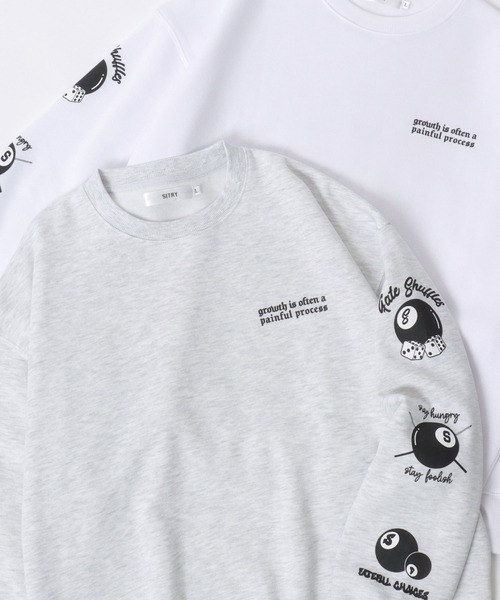 SITRY(シトリー)の「SITRY Billiards Pattern Design Sweat Shirt/別注 オーバーサイズ ビリヤード ワンポイント刺繍 袖プリント バックプリント 裏起毛 スウェット トレーナー(スウェット・メンズ・ブラック/グレー系その他/ブラック系その他2/アッシュグレー/ブラック系その他/ホワイト系その他2/ブラック系その他3/グレー系その他2/グレー系その他3/ホワイト/ホワイト系その他/ホワイト系その他3・M/L/XL)」の10枚目の写真
