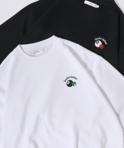 SITRY(シトリー)の「SITRY Billiards Pattern Design Sweat Shirt/別注 オーバーサイズ ビリヤード ワンポイント刺繍 袖プリント バックプリント 裏起毛 スウェット トレーナー(スウェット・メンズ・ブラック/グレー系その他/ブラック系その他2/アッシュグレー/ブラック系その他/ホワイト系その他2/ブラック系その他3/グレー系その他2/グレー系その他3/ホワイト/ホワイト系その他/ホワイト系その他3・M/L/XL)」の2枚目の写真