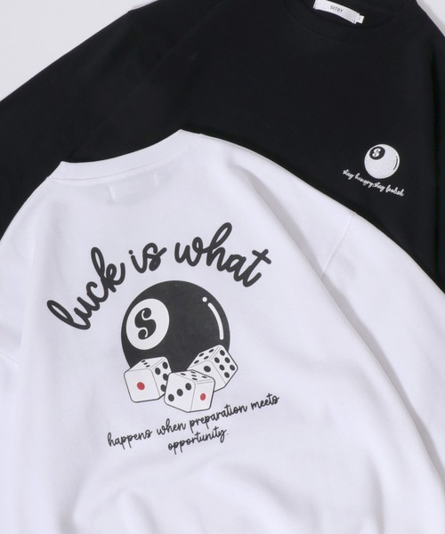 SITRY(シトリー)の「SITRY Billiards Pattern Design Sweat Shirt/別注 オーバーサイズ ビリヤード ワンポイント刺繍 袖プリント バックプリント 裏起毛 スウェット トレーナー(スウェット・メンズ・ブラック/グレー系その他/ブラック系その他2/アッシュグレー/ブラック系その他/ホワイト系その他2/ブラック系その他3/グレー系その他2/グレー系その他3/ホワイト/ホワイト系その他/ホワイト系その他3・M/L/XL)」の5枚目の写真