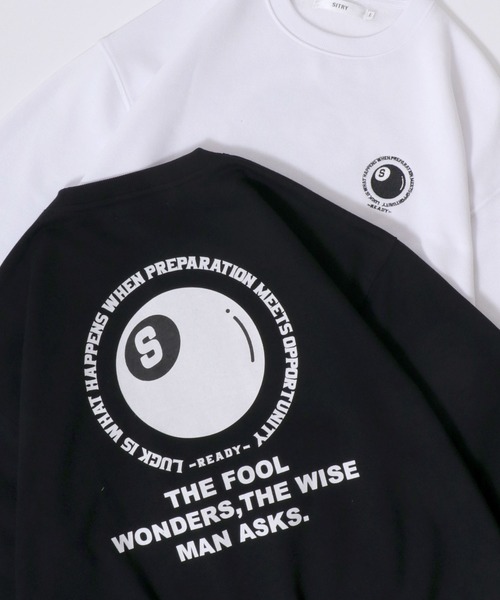 SITRY(シトリー)の「SITRY Billiards Pattern Design Sweat Shirt/別注 オーバーサイズ ビリヤード ワンポイント刺繍 袖プリント バックプリント 裏起毛 スウェット トレーナー(スウェット・メンズ・ブラック/グレー系その他/ブラック系その他2/アッシュグレー/ブラック系その他/ホワイト系その他2/ブラック系その他3/グレー系その他2/グレー系その他3/ホワイト/ホワイト系その他/ホワイト系その他3・M/L/XL)」の7枚目の写真