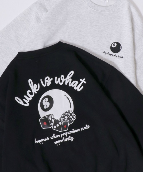 SITRY(シトリー)の「SITRY Billiards Pattern Design Sweat Shirt/別注 オーバーサイズ ビリヤード ワンポイント刺繍 袖プリント バックプリント 裏起毛 スウェット トレーナー(スウェット・メンズ・ブラック/グレー系その他/ブラック系その他2/アッシュグレー/ブラック系その他/ホワイト系その他2/ブラック系その他3/グレー系その他2/グレー系その他3/ホワイト/ホワイト系その他/ホワイト系その他3・M/L/XL)」の8枚目の写真