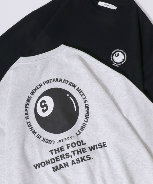 SITRY(シトリー)の「SITRY Billiards Pattern Design Sweat Shirt/別注 オーバーサイズ ビリヤード ワンポイント刺繍 袖プリント バックプリント 裏起毛 スウェット トレーナー(スウェット・メンズ・ブラック/グレー系その他/ブラック系その他2/アッシュグレー/ブラック系その他/ホワイト系その他2/ブラック系その他3/グレー系その他2/グレー系その他3/ホワイト/ホワイト系その他/ホワイト系その他3・M/L/XL)」の11枚目の写真