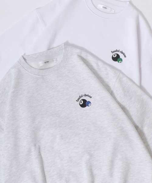 SITRY(シトリー)の「SITRY Billiards Pattern Design Sweat Shirt/別注 オーバーサイズ ビリヤード ワンポイント刺繍 袖プリント バックプリント 裏起毛 スウェット トレーナー(スウェット・メンズ・ブラック/グレー系その他/ブラック系その他2/アッシュグレー/ブラック系その他/ホワイト系その他2/ブラック系その他3/グレー系その他2/グレー系その他3/ホワイト/ホワイト系その他/ホワイト系その他3・M/L/XL)」の9枚目の写真
