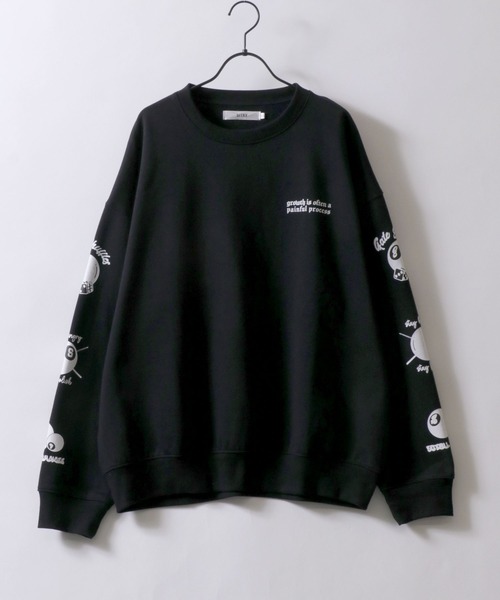 SITRY(シトリー)の「SITRY Billiards Pattern Design Sweat Shirt/別注 オーバーサイズ ビリヤード ワンポイント刺繍 袖プリント バックプリント 裏起毛 スウェット トレーナー(スウェット・メンズ・ブラック/グレー系その他/ブラック系その他2/アッシュグレー/ブラック系その他/ホワイト系その他2/ブラック系その他3/グレー系その他2/グレー系その他3/ホワイト/ホワイト系その他/ホワイト系その他3・M/L/XL)」の19枚目の写真