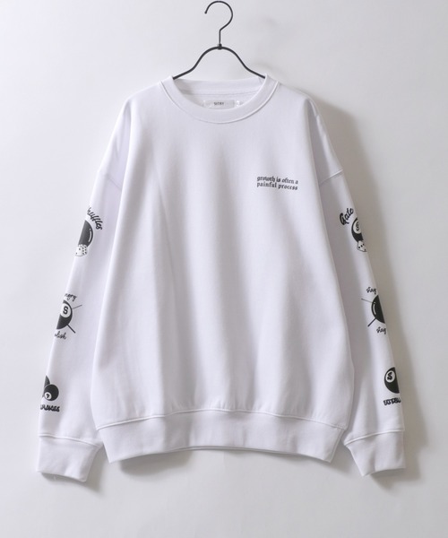 SITRY(シトリー)の「SITRY Billiards Pattern Design Sweat Shirt/別注 オーバーサイズ ビリヤード ワンポイント刺繍 袖プリント バックプリント 裏起毛 スウェット トレーナー(スウェット・メンズ・ブラック/グレー系その他/ブラック系その他2/アッシュグレー/ブラック系その他/ホワイト系その他2/ブラック系その他3/グレー系その他2/グレー系その他3/ホワイト/ホワイト系その他/ホワイト系その他3・M/L/XL)」の18枚目の写真