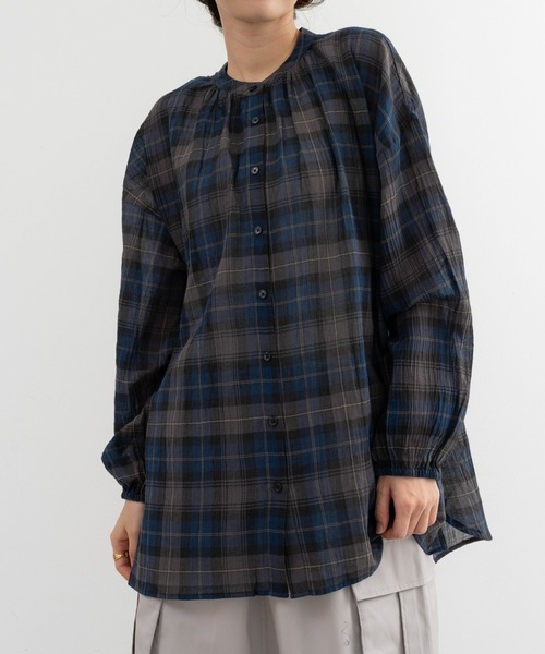 refinedworks(リファインドワークス)の「【refinedworks】オリジナルのチェック生地シャツチュニック(シャツ/ブラウス・レディース・ネイビー/イエロー/グリーン・FREE)」の1枚目の写真