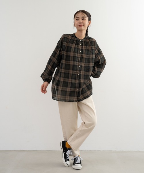 refinedworks(リファインドワークス)の「【refinedworks】オリジナルのチェック生地シャツチュニック(シャツ/ブラウス・レディース・ネイビー/イエロー/グリーン・FREE)」の11枚目の写真