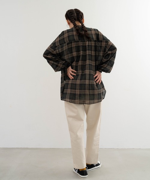 refinedworks(リファインドワークス)の「【refinedworks】オリジナルのチェック生地シャツチュニック(シャツ/ブラウス・レディース・ネイビー/イエロー/グリーン・FREE)」の14枚目の写真