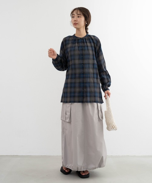 refinedworks(リファインドワークス)の「【refinedworks】オリジナルのチェック生地シャツチュニック(シャツ/ブラウス・レディース・ネイビー/イエロー/グリーン・FREE)」の4枚目の写真