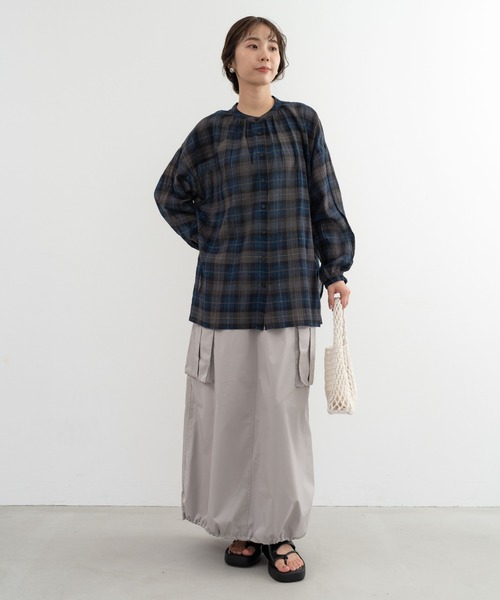 refinedworks(リファインドワークス)の「【refinedworks】オリジナルのチェック生地シャツチュニック(シャツ/ブラウス・レディース・ネイビー/イエロー/グリーン・FREE)」の5枚目の写真