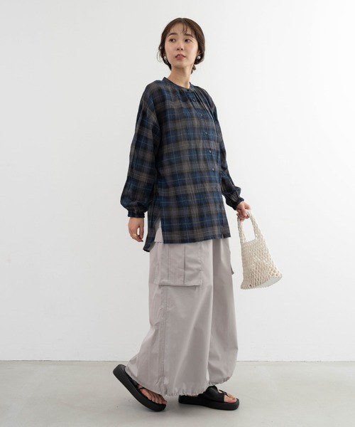 refinedworks(リファインドワークス)の「【refinedworks】オリジナルのチェック生地シャツチュニック(シャツ/ブラウス・レディース・ネイビー/イエロー/グリーン・FREE)」の6枚目の写真