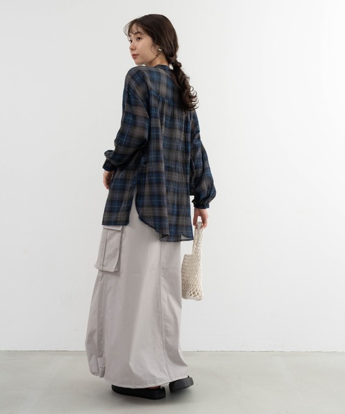 refinedworks(リファインドワークス)の「【refinedworks】オリジナルのチェック生地シャツチュニック(シャツ/ブラウス・レディース・ネイビー/イエロー/グリーン・FREE)」の7枚目の写真