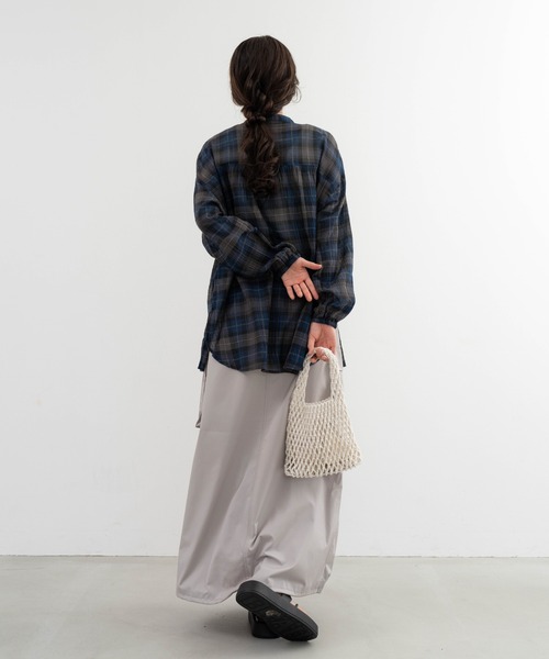 refinedworks(リファインドワークス)の「【refinedworks】オリジナルのチェック生地シャツチュニック(シャツ/ブラウス・レディース・ネイビー/イエロー/グリーン・FREE)」の8枚目の写真