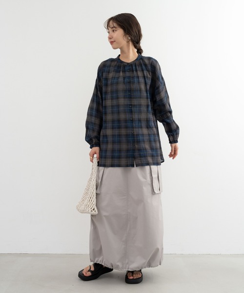 refinedworks(リファインドワークス)の「【refinedworks】オリジナルのチェック生地シャツチュニック(シャツ/ブラウス・レディース・ネイビー/イエロー/グリーン・FREE)」の9枚目の写真
