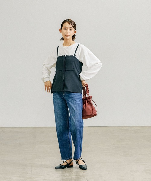 GLOBAL WORK（グローバルワーク）の「お手入れらくらくSET UPビスチェ/136189（ベスト・レディース・モカ/スミクロ/ネイビー・FREE）」の4枚目の写真