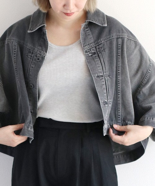 cepo(セポ)の「ラメリブタンクトップ(タンクトップ・レディース・ブラック/オフホワイト/グレー・M)」の3枚目の写真