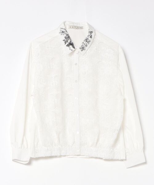 mini perhonen 蝶刺繍 ホワイトシャツ 長袖 mini perhonen 蝶刺繍 ホワイトシャツ 長袖 Mina perhonen蝶の