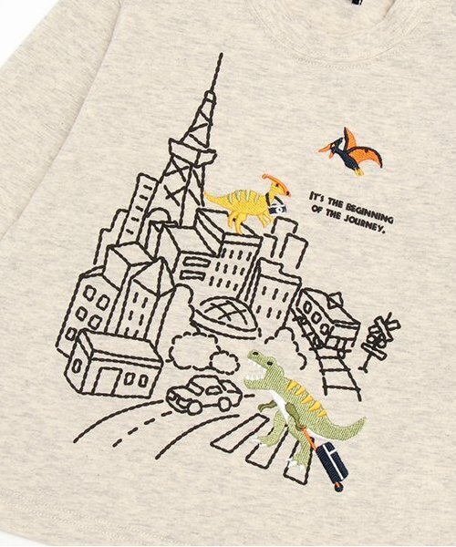 kladskap（クレードスコープ）の「旅ザウルス長袖Tシャツ（Tシャツ/カットソー・キッズ・ライトブルー/オートミール・100cm/90cm/80ｃｍ/120cm/110cm/130cm）」の6枚目の写真