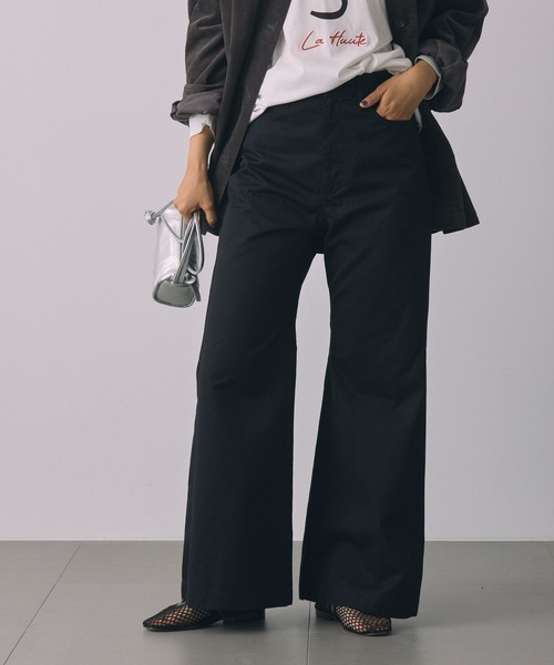 BABYLONE（バビロン）の「ライトチノフレアパンツ（チノパンツ・レディース・ベージュ/ブラック・38inch/36inch）」の8枚目の写真