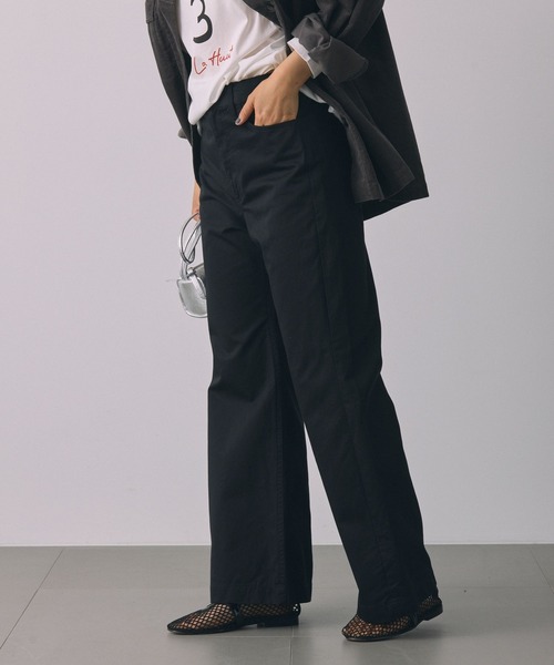 BABYLONE（バビロン）の「ライトチノフレアパンツ（チノパンツ・レディース・ベージュ/ブラック・38inch/36inch）」の9枚目の写真