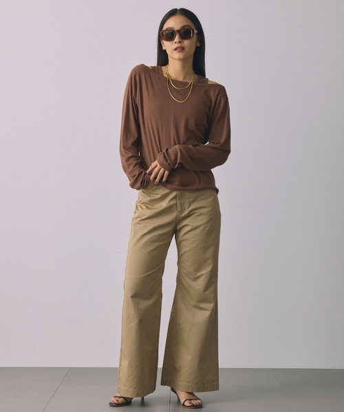 BABYLONE（バビロン）の「ライトチノフレアパンツ（チノパンツ・レディース・ベージュ/ブラック・38inch/36inch）」の17枚目の写真