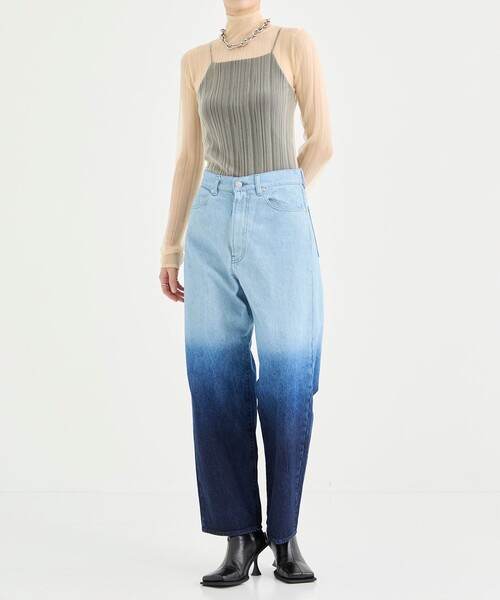 08sircus（ゼロエイトサーカス）の「【08sircus/08サーカス】Gradation bleach denim pants（デニムパンツ・レディース・ブルー・0/1）」の3枚目の写真