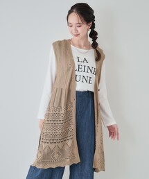 SHOO・LA・RUE | 【2点セット】透かし編みジレ＋長袖ロゴT(その他トップス)