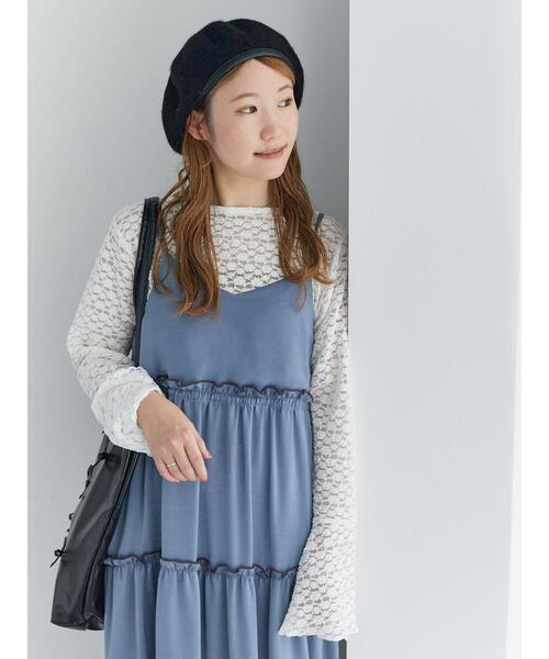 ehka sopo(エヘカソポ)の「花レースカットソー(Tシャツ/カットソー・レディース・オフホワイト/ブラック/キナリ・F)」の5枚目の写真