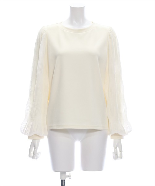 clear（クリア）の「マジョリカプリーツドッキングトップス [大人可愛い ボリューム感 着心地抜群]≪再入荷≫（Tシャツ/カットソー・レディース・ブラック/ピンクベージュ/アイボリー・F）」の12枚目の写真