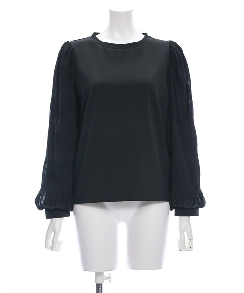 clear（クリア）の「マジョリカプリーツドッキングトップス [大人可愛い ボリューム感 着心地抜群]≪再入荷≫（Tシャツ/カットソー・レディース・ブラック/ピンクベージュ/アイボリー・F）」の5枚目の写真