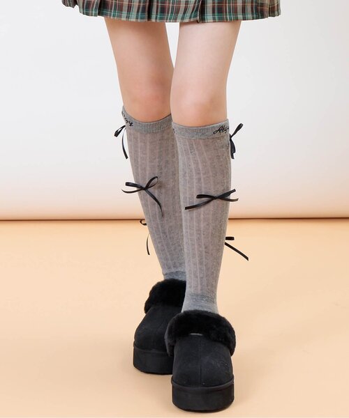 algy(アルジー)の「りぼんルーズソックス(ソックス/靴下・キッズ・グレー/オフホワイト/ブラック・21/24)」の3枚目の写真