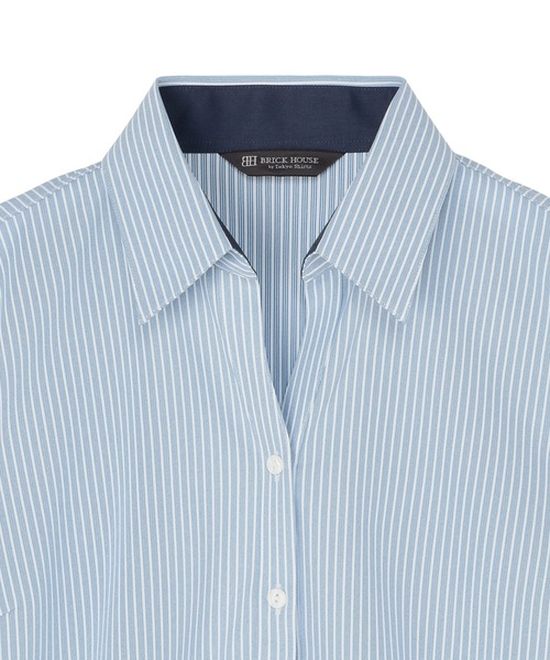 TOKYO SHIRTS(トウキョウシャツ)の「ストレッチ 形態安定ノーアイロン スキッパー 長袖ニットビジネスワイシャツ(ビジネスシャツ・レディース・ブルー・S/M/L/LL/XL)」の3枚目の写真