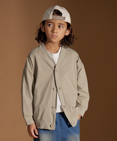 PAIRMANON STREET（ペアマノンストリート）の「【PAIRMANON STREET】マルチファンクション 吸水速乾 カーディガン（カーディガン/ボレロ・キッズ・オフホワイト/チャコールグレー/ブルー/ベージュ/ブラック・100/110/120/130/140/150/160）」の4枚目の写真