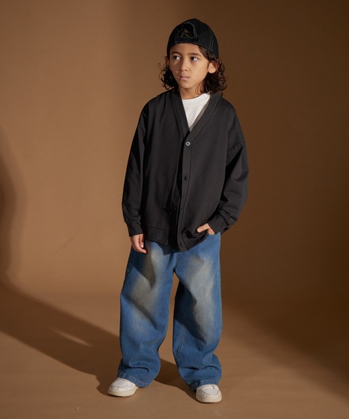 PAIRMANON STREET（ペアマノンストリート）の「【PAIRMANON STREET】マルチファンクション 吸水速乾 カーディガン（カーディガン/ボレロ・キッズ・オフホワイト/チャコールグレー/ブルー/ベージュ/ブラック・100/110/120/130/140/150/160）」の10枚目の写真