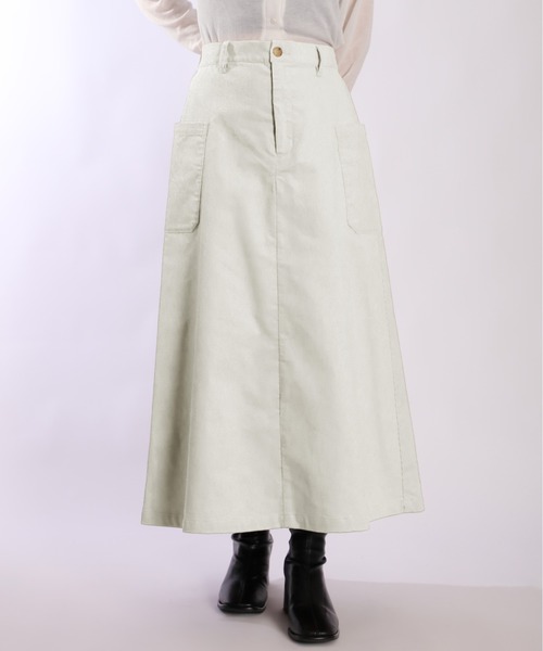 1chaku.（イッチャク）の「コーデュロイパッチポケットスカート（スカート・レディース・グリーン/ネイビー/ベージュ/ライトベージュ/ブラック/オフホワイト/ダークグリーン/ブラウン・マルチサイズ）」の9枚目の写真
