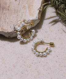 LHME | 【WEB限定】“MELLOW”パールフープピアス/サージカルステンレス(金属アレルギー対応)【LHME / エルエイチエムイー】(ピアス(両耳用))