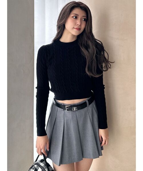 GYDA（ジェイダ）の「BACKリボンケーブル編みニットトップス（ニット/セーター・レディース・オフホワイト/グレー/ブラック・FREE）」の4枚目の写真