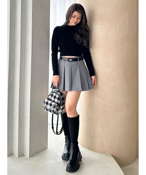 GYDA（ジェイダ）の「BACKリボンケーブル編みニットトップス（ニット/セーター・レディース・オフホワイト/グレー/ブラック・FREE）」の8枚目の写真