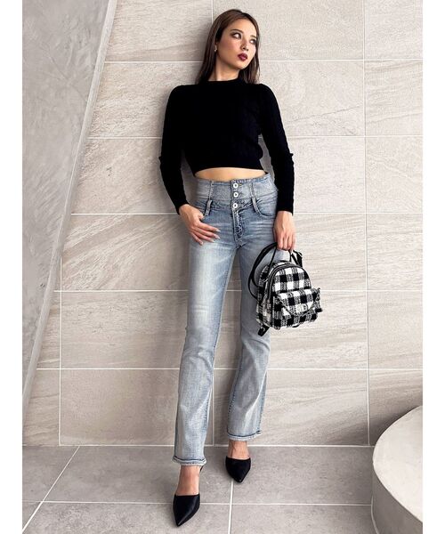 GYDA（ジェイダ）の「BACKリボンケーブル編みニットトップス（ニット/セーター・レディース・オフホワイト/グレー/ブラック・FREE）」の15枚目の写真