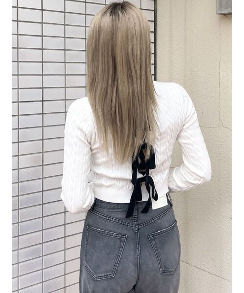 GYDA（ジェイダ）の「BACKリボンケーブル編みニットトップス（ニット/セーター・レディース・オフホワイト/グレー/ブラック・FREE）」の19枚目の写真