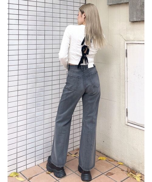 GYDA（ジェイダ）の「BACKリボンケーブル編みニットトップス（ニット/セーター・レディース・オフホワイト/グレー/ブラック・FREE）」の21枚目の写真