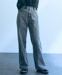 高身長 綿100%サイドフリンジデニムワイドパンツ(トールサイズ)Essenave