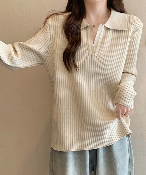 nonnative ニット・セーター ベージュ 0480524E0028 セール】ポロカラーリブニット(ニット/セーター)|Girly Doll