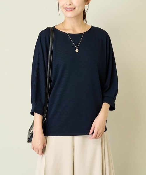 a.v.v(アーヴェヴェ)の「ドルマンスリーブトップス(Tシャツ/カットソー・レディース・ネイビー/グレー系その他・36/42/40/38/34)」の1枚目の写真