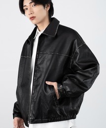 ビンテージ加工 PU ブルゾン