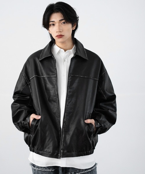 improves(インプローブス)の「ビンテージ加工 PU ブルゾン(ブルゾン・メンズ・ブラック・LARGE/MEDIUM/SMALL)」の8枚目の写真