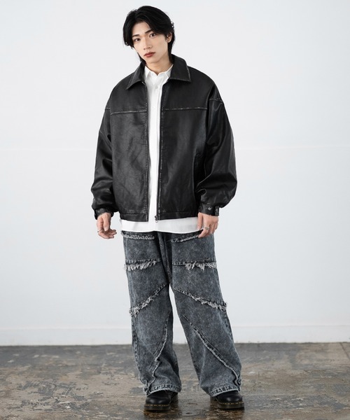 improves(インプローブス)の「ビンテージ加工 PU ブルゾン(ブルゾン・メンズ・ブラック・LARGE/MEDIUM/SMALL)」の12枚目の写真